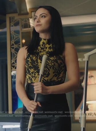 Veronica’s yellow floral sleeveless top on Riverdale