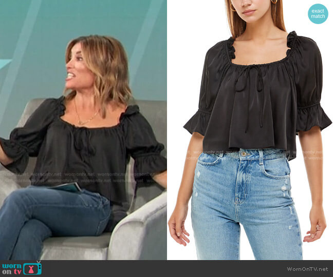 Wayf Misti Puff Sleeve Top worn by Kit Hoover on Access Hollywood