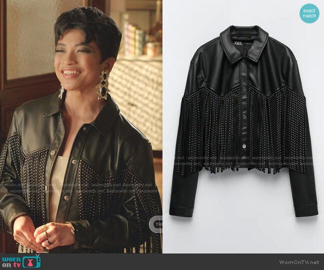 Zara Faux Leather Fringed Jacket