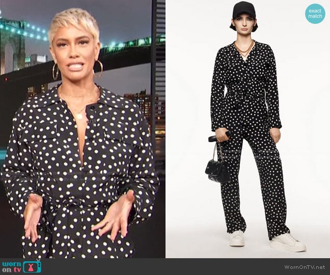 Zara Polka Dot Jumpsuit worn by Sibley Scoles on Access Hollywood