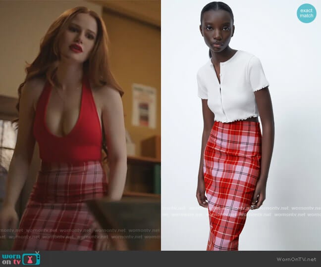 Zara Plaid Skirt worn by Cheryl Blossom (Madelaine Petsch) on Riverdale