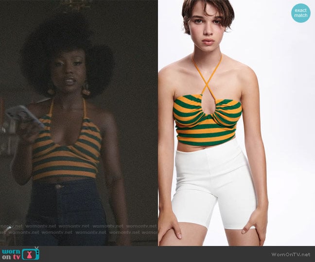 Zara Terrycloth Stripe Top worn by Jemma St. John (Judae'a) on The Chi