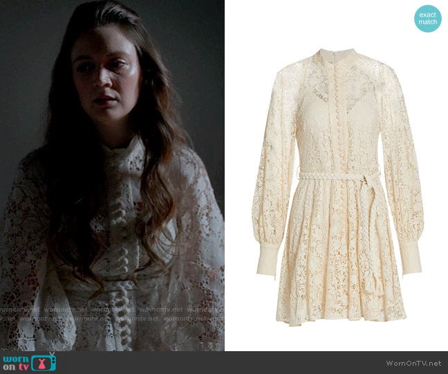 Zimmermann Cassie Belted Lace Button-Front Dress