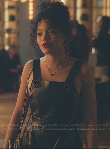 Zoya’s black leather jumpsuit on Gossip Girl