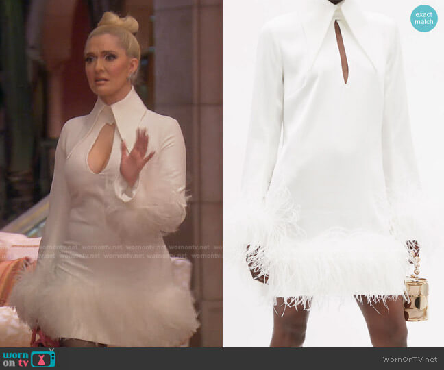 16Arlington Michelle Feather-Trim Mini Dress worn by Erika Jayne on The Real Housewives of Beverly Hills
