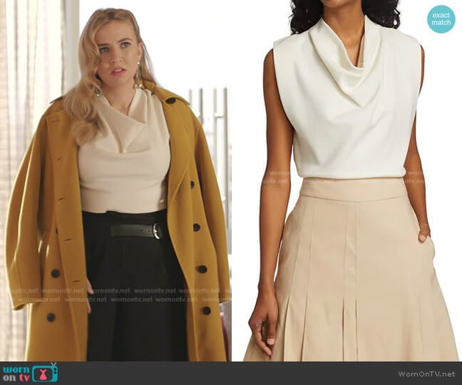 3.1 Phillip Lim Military Cowl Sleeveless Top worn by Amanda Carrington (Eliza Bennett) on Dynasty