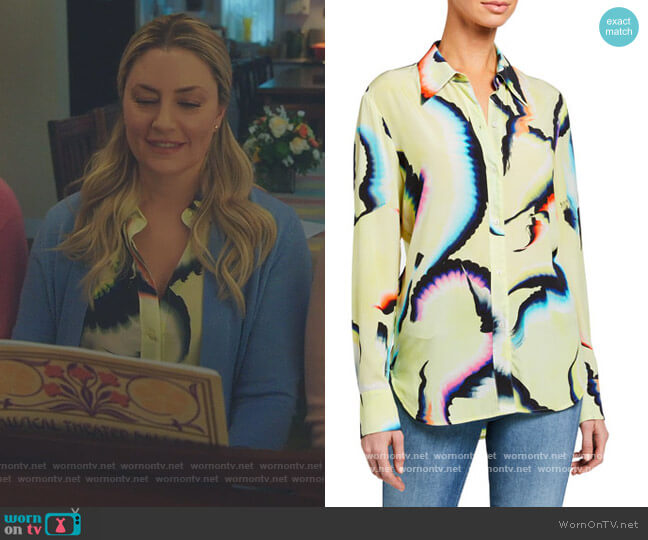 A.L.C. Jayne Printed Button-Down Top worn by Alice Cooper (Mädchen Amick) on Riverdale