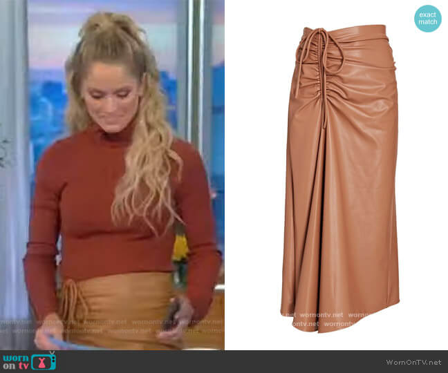 A.L.C. Orly Ruched Vegan Leather Midi Skirt worn by Sara Haines on The View