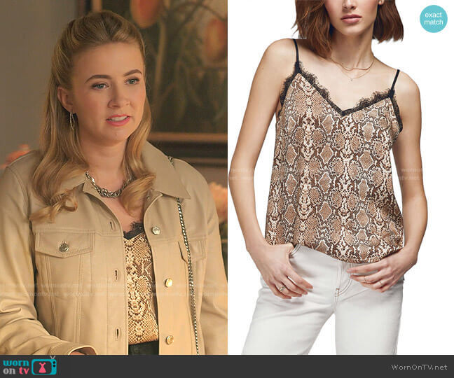 Anine Bing Python Silk Camisole worn by Amanda Carrington (Eliza Bennett) on Dynasty