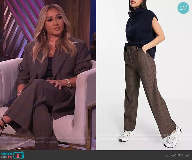 ASOS Premium Suit Blazer in heritage Check worn by Adrienne Houghton on The Real