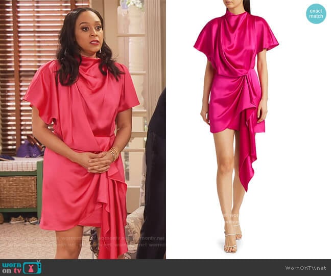 Acler Lochner Satin Draped Dress worn by Jade (Talia Jackson) on Family Reunion