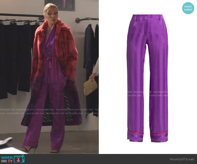 Adriana Iglesias Olbia Piped Silk Pants worn by Dominique Deveraux (Michael Michele) on Dynasty
