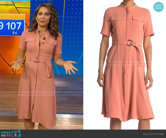 London Times Airflow Crepe Shirtdress worn by Ginger Zee on Good Morning America