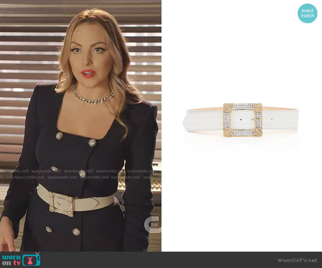 Alessandra Rich Crystal-Embellished Leather Belt worn by Fallon Carrington (Elizabeth Gillies) on Dynasty