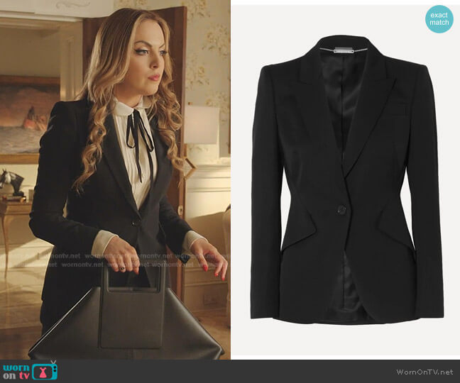 Alexander McQueen Classic Single-Breasted Suiting Blazer worn by Fallon Carrington (Elizabeth Gillies) on Dynasty