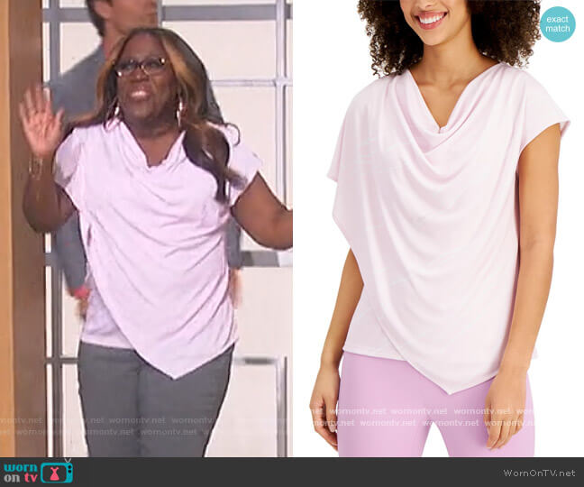 Alfani Asymmetrical Draped Top worn by Sheryl Underwood on The Talk