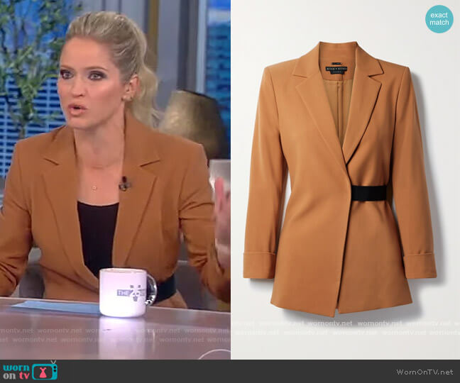 Alice + Olivia Hattie crepe wrap blazer worn by Sara Haines on The View