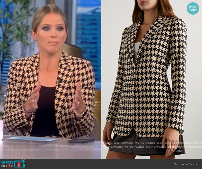 Alice + Olivia Willa Houndstooth Shirt worn by Sara Haines on The View