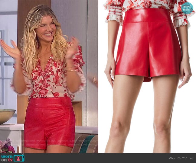 Alice + Olivia Donald Vegan Leather Shorts worn by Amanda Kloots on The Talk