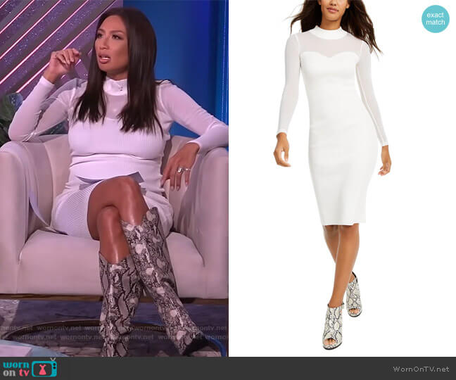 Almost Famous Illusion-Mesh Sweater Dress worn by Adrienne Houghton on The Real