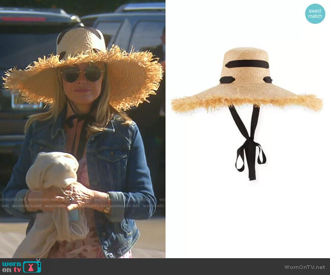 Lola Hats Alpargatas Raffia Straw Hat with Ribbon Band worn by Kathy Hilton on The Real Housewives of Beverly Hills