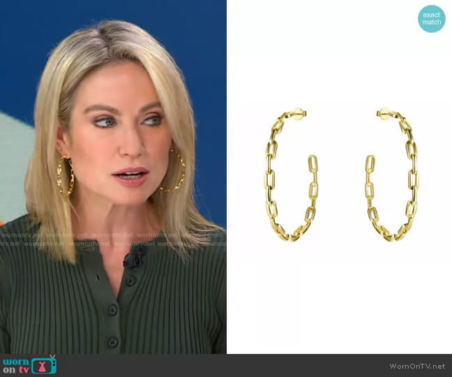 Accessory Concierge Anchor Chain Hoops worn by Amy Robach on Good Morning America