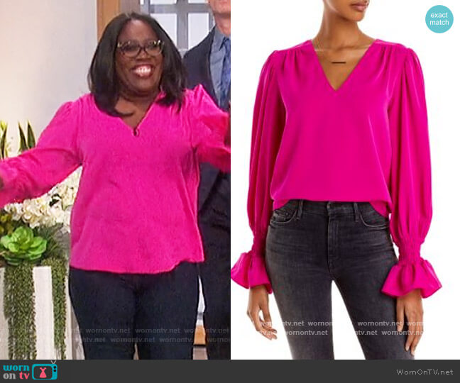 Aqua Puff Sleeve Top worn by Sheryl Underwood on The Talk