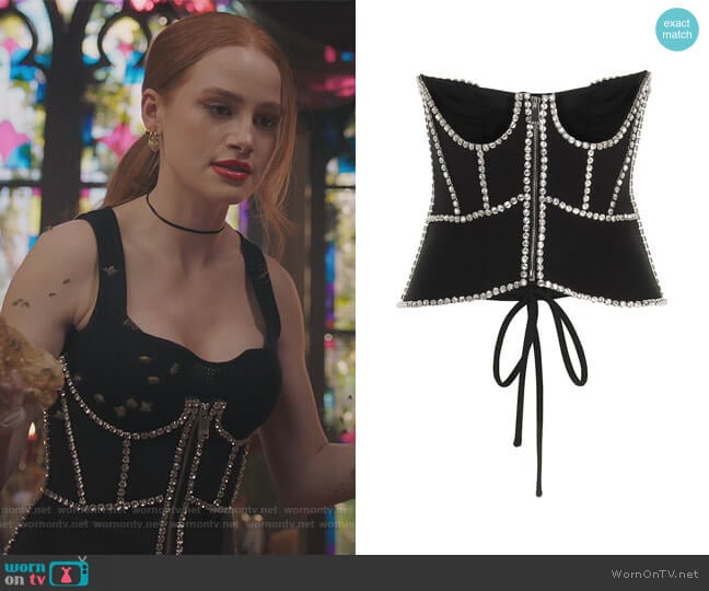 Area Crystal-Embellished Cut-Out Corset Top worn by Cheryl Blossom (Madelaine Petsch) on Riverdale
