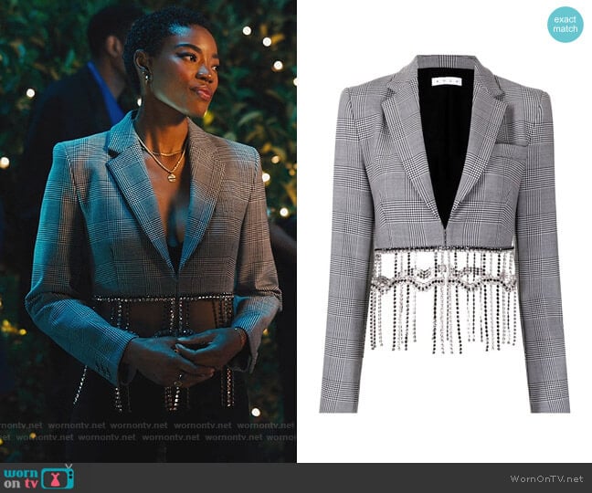 Area Crystal Strand Embellished Blazer