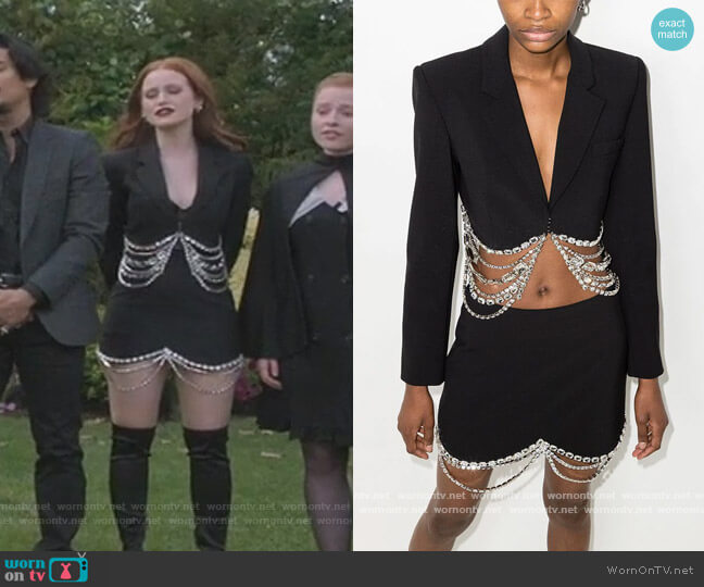 Area Crystal Baguette Cropped Blazer worn by Cheryl Blossom (Madelaine Petsch) on Riverdale