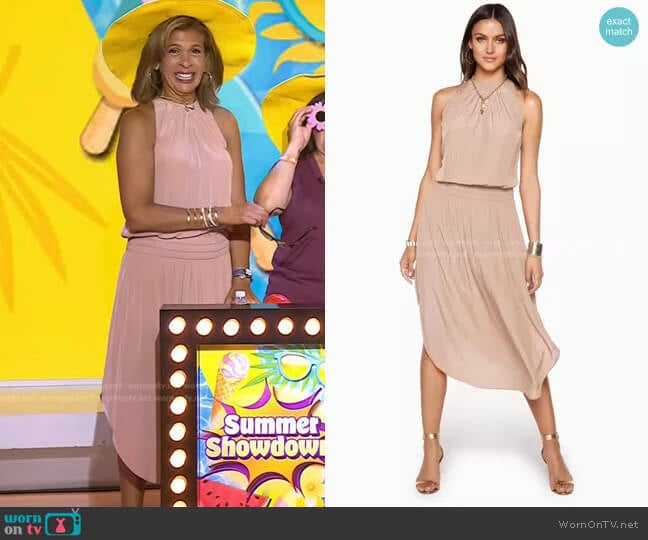 Ramy Brook Audrey Smocked Midi Dress worn by Hoda Kotb on Today