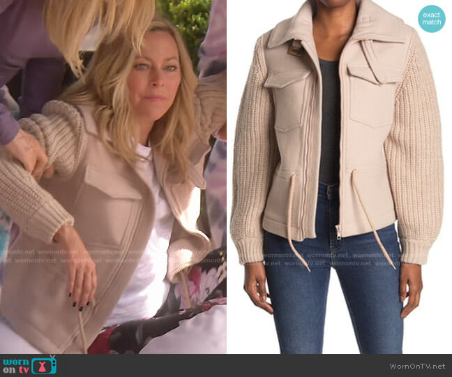 Ba&Sh Camille Mixed Media Jacket worn by Sutton Stracke on The Real Housewives of Beverly Hills