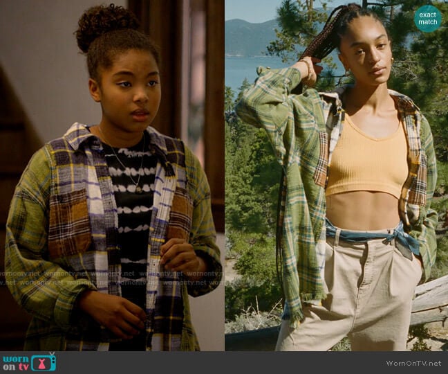 BDG Kaden Mixed Plaid Button-Down Shirt worn by Angelica Porter-Kennard  on The L Word Generation Q