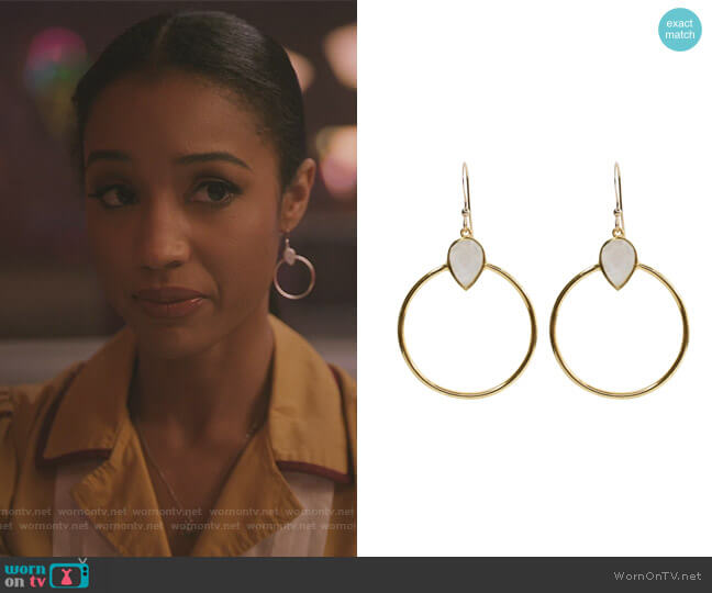 Brooklyn Designs Baja Rainbow Moonstone Earrings worn by Tabitha Tate (Erinn Westbrook) on Riverdale