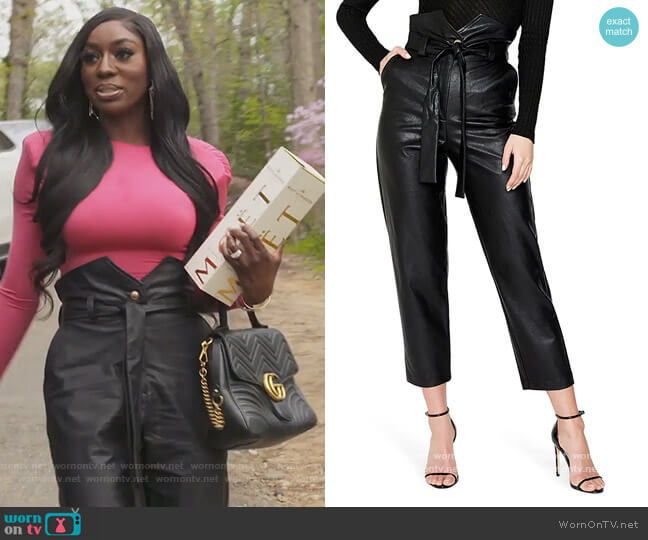 Bardot Debbie Textured Faux Leather Pants worn by Wendy Osefo on The Real Housewives of Potomac