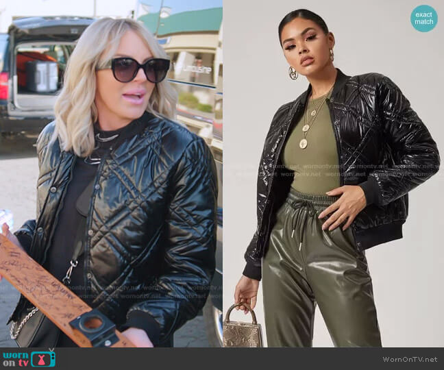 Shein Baseball Neck Solid Puffer Jacket worn by Whitney Rose on The Real Housewives of Salt Lake City