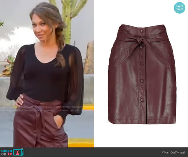Bishop + Young Vegan Leather Button Front Skirt worn by Ginger Zee on Good Morning America