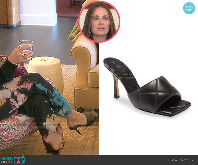 Bottega Veneta BV Lido Slide Sandal worn by Kyle Richards on The Real Housewives of Beverly Hills