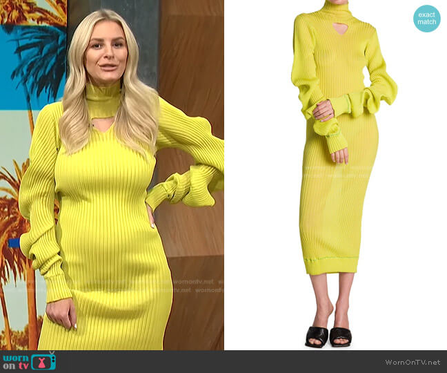 Bottega Veneta Lightweight Spirals Knit Midi Dress worn by Morgan Stewart on E! News