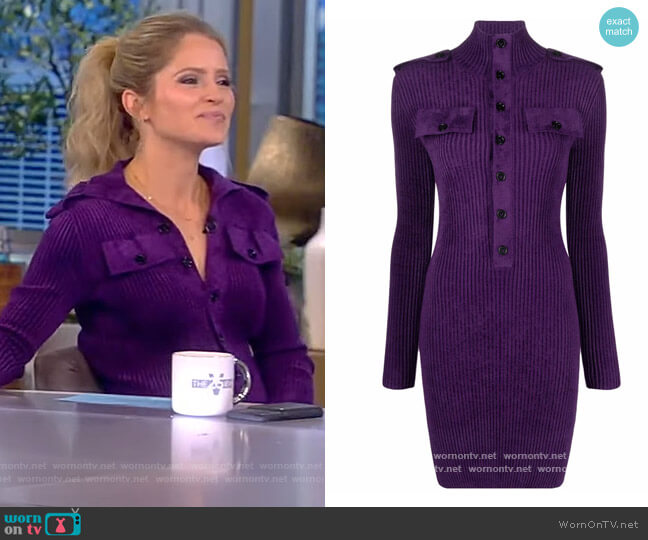 Bottega Veneta Ribbed-knit softly-textured mini dress worn by Sara Haines on The View