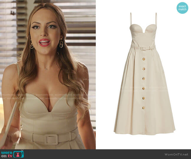 Carolina Herrera Belted Midi Dress worn by Fallon Carrington (Elizabeth Gillies) on Dynasty