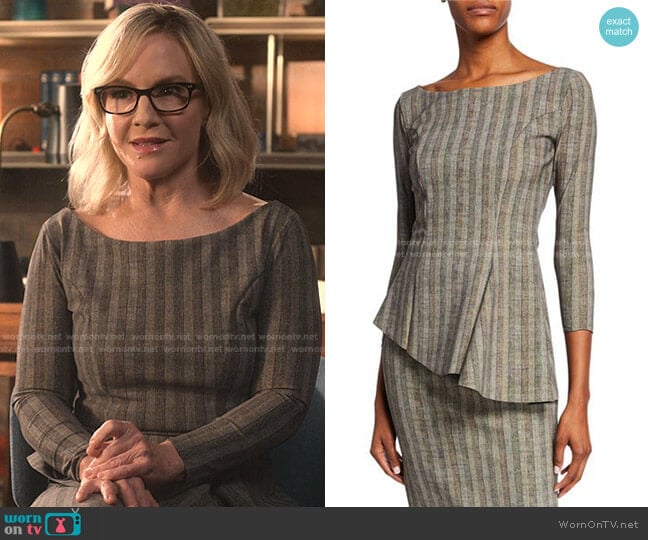 Chiara Boni La Petite Robe Camila Striped Boat-Neck Top worn by Linda Martin (Rachael Harris) on Lucifer