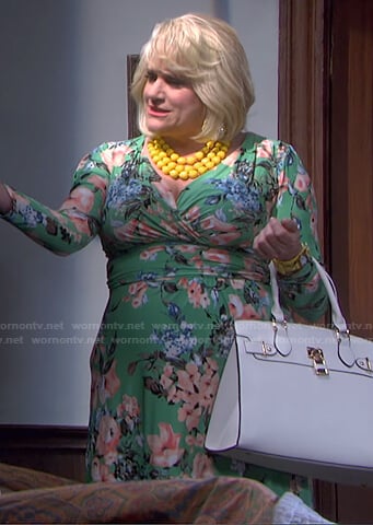 Calista’s green floral print surplice dress on Days of our Lives