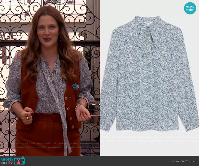 Celine Lavalliere Blouse in crepe de chine worn by Drew Barrymore on The Drew Barrymore Show