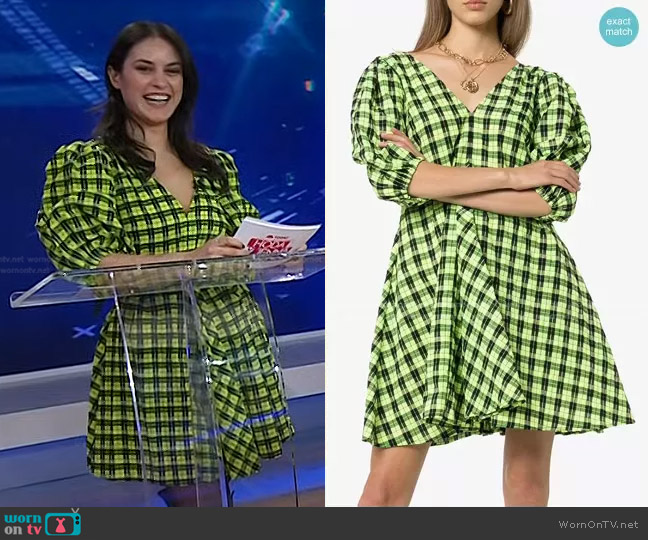 Ganni Check Puff-Sleeve Dress worn by Donna Farizan on Today