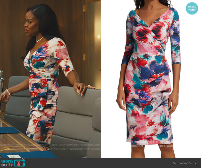 Chiara Boni La Petite Robe Florien Floral Sheath Dress worn by Leah Franklin-Dupont (Nadine Ellis) on Our Kind of People