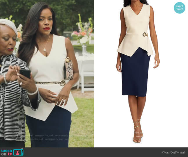 Chiara Boni La Petite Robe Ninetta Bicolor Dress worn by Leah Franklin-Dupont (Nadine Ellis) on Our Kind of People
