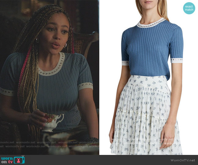 Chloe Superfine Rib-Knit & Eyelet Sweater worn by Toni Topaz (Vanessa Morgan) on Riverdale