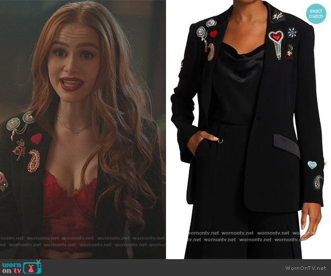 Cinq a Sept Love Cheyenne Embroidered Blazer worn by Cheryl Blossom (Madelaine Petsch) on Riverdale