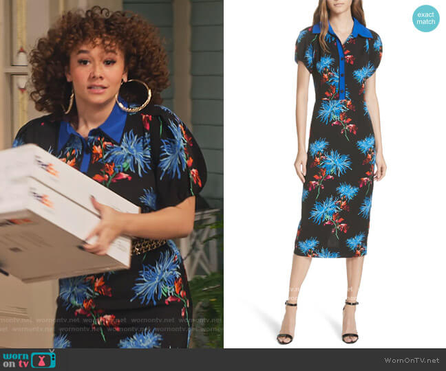 Diane von Furstenberg Elly Floral Dress worn by Jade (Talia Jackson) on Family Reunion